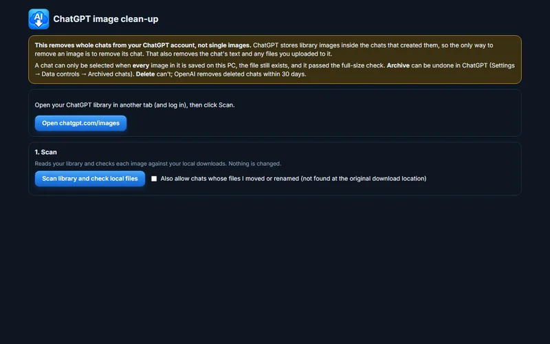 Moonfire ChatGPT image clean-up screen