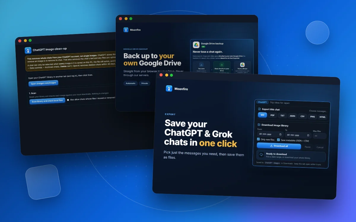 Moonfire AI Chat Exporter & Cleaner